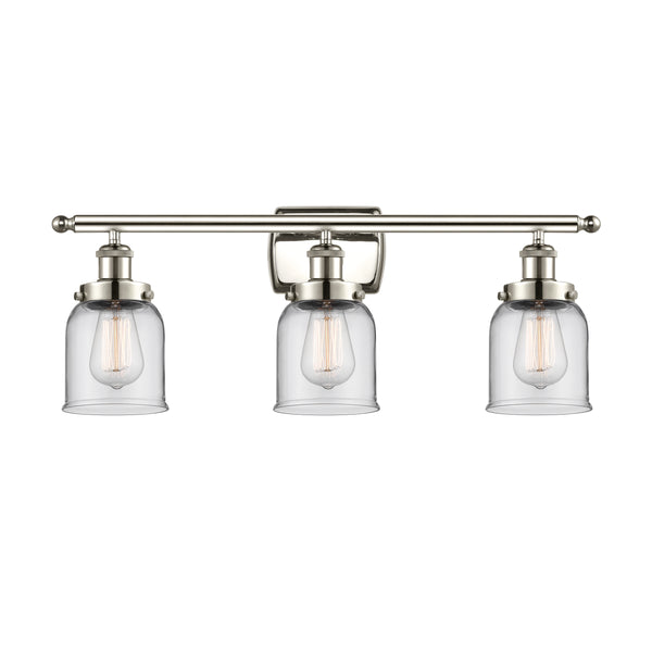 Bell Bath Vanity Light shown in the Polished Nickel finish with a Clear shade