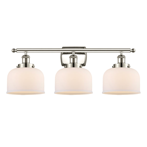 Bell Bath Vanity Light shown in the Polished Nickel finish with a Matte White shade