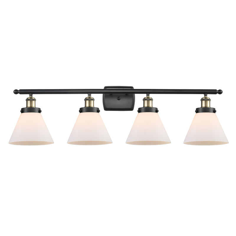 Cone Bath Vanity Light shown in the Black Antique Brass finish with a Matte White shade