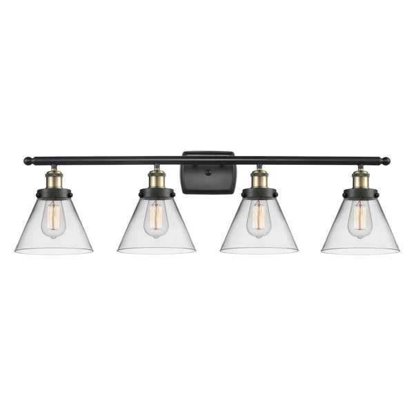 Cone Bath Vanity Light shown in the Black Antique Brass finish with a Clear shade
