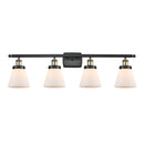 Cone Bath Vanity Light shown in the Black Antique Brass finish with a Matte White shade