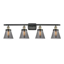 Cone Bath Vanity Light shown in the Black Antique Brass finish with a Plated Smoke shade