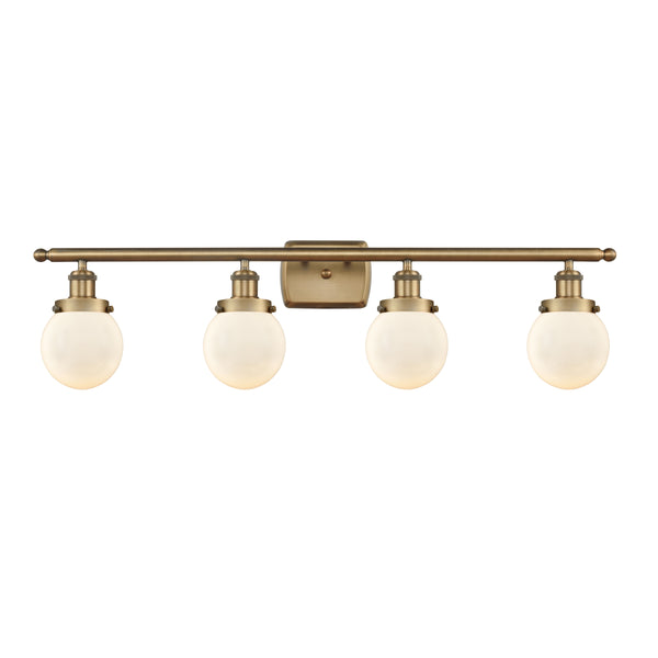 Beacon Bath Vanity Light shown in the Brushed Brass finish with a Matte White shade