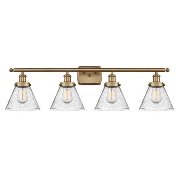 Cone Bath Vanity Light shown in the Brushed Brass finish with a Seedy shade