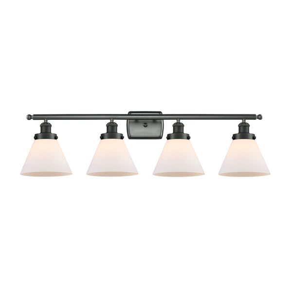 Cone Bath Vanity Light shown in the Matte Black finish with a Matte White shade