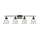 Cone Bath Vanity Light shown in the Oil Rubbed Bronze finish with a Clear shade