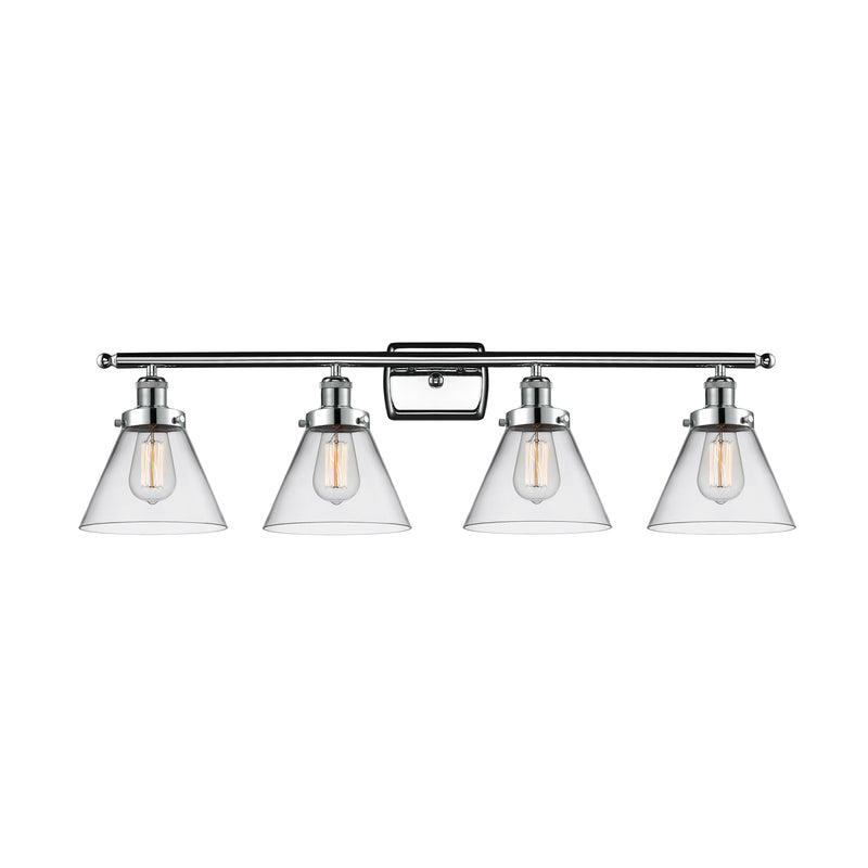 Cone Bath Vanity Light shown in the Polished Chrome finish with a Clear shade