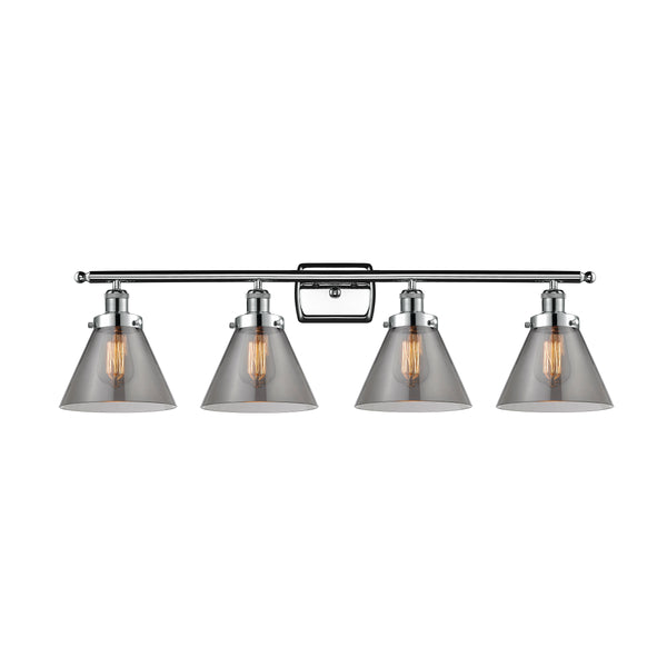 Cone Bath Vanity Light shown in the Polished Chrome finish with a Plated Smoke shade