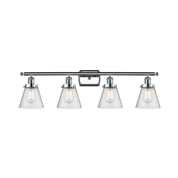 Cone Bath Vanity Light shown in the Polished Chrome finish with a Seedy shade