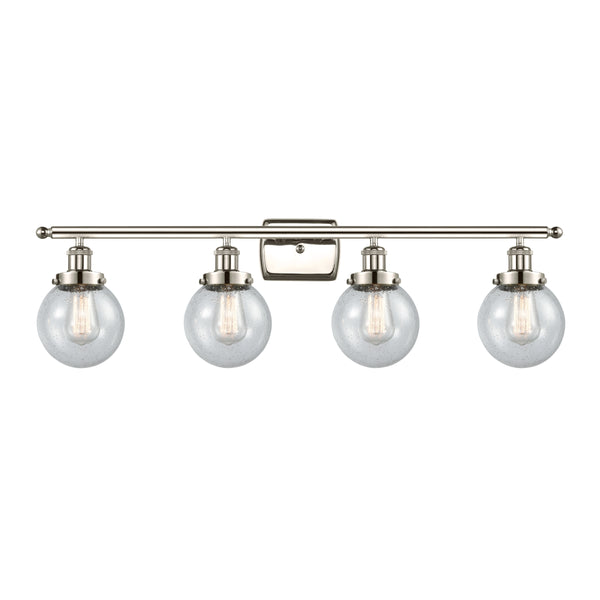 Beacon Bath Vanity Light shown in the Polished Nickel finish with a Seedy shade