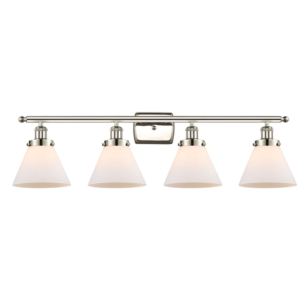Cone Bath Vanity Light shown in the Polished Nickel finish with a Matte White shade