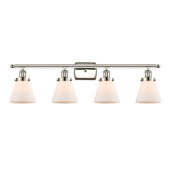 Cone Bath Vanity Light shown in the Polished Nickel finish with a Matte White shade