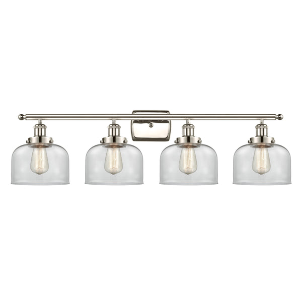 Bell Bath Vanity Light shown in the Polished Nickel finish with a Clear shade