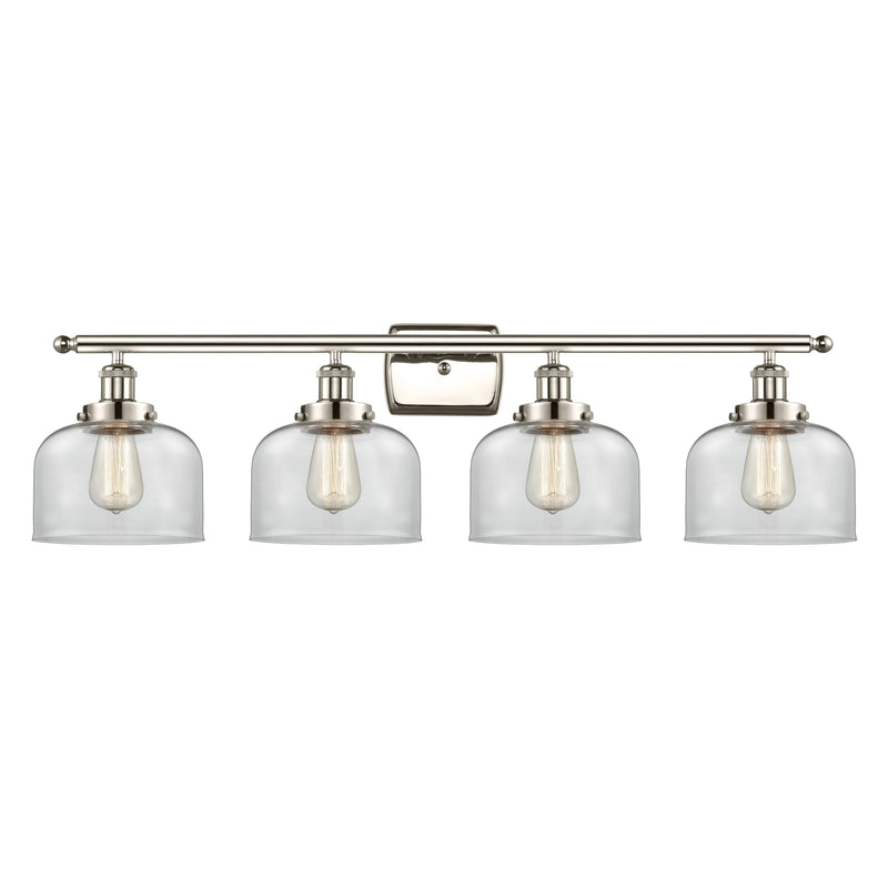 Bell Bath Vanity Light shown in the Polished Nickel finish with a Clear shade