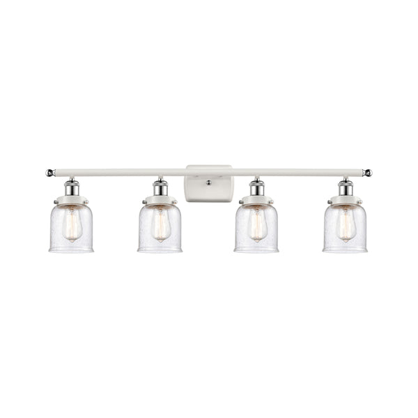 Bell Bath Vanity Light shown in the White and Polished Chrome finish with a Seedy shade