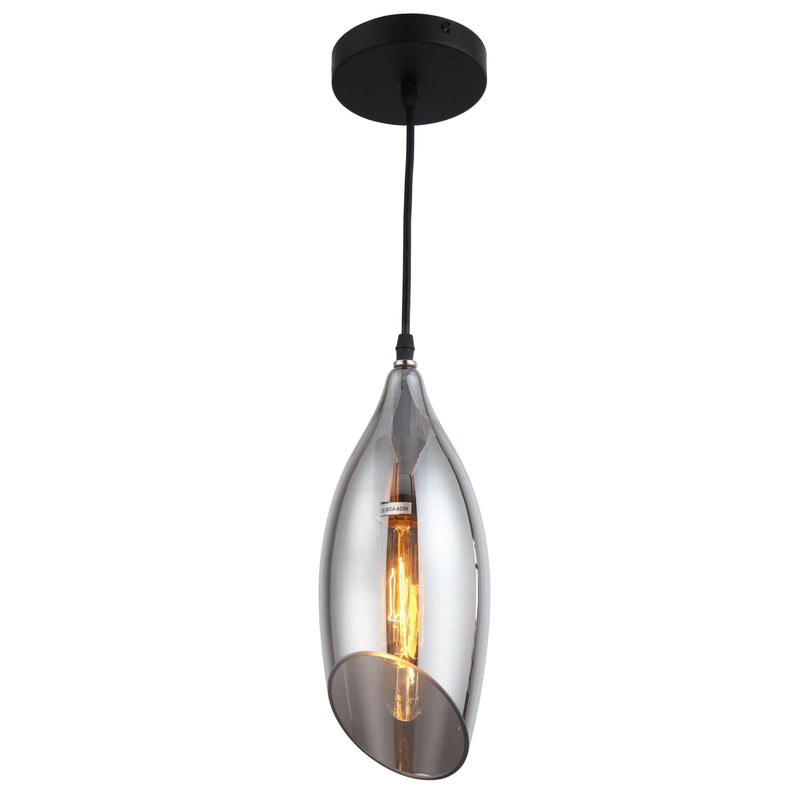 Dainolite 1 Light Incandescent Pendant, Black Finish with Smoke Glass ABB-61P-SM