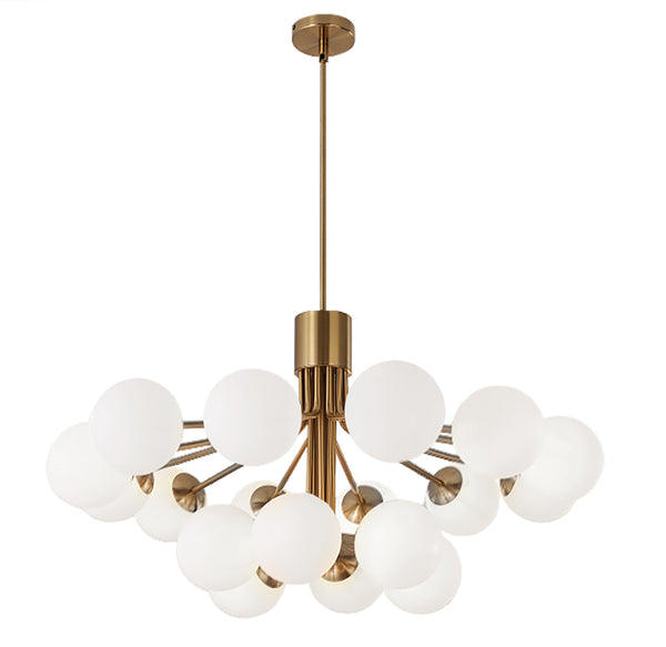 Dainolite 18 Light Chandelier, Aged Brass Finish with Opal Glass AMA-3618C-AGB