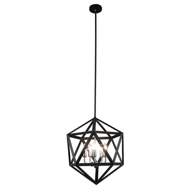 Dainolite 5 Light Chandelier, Matte Black/Satin Chrome ARC-185C-SC