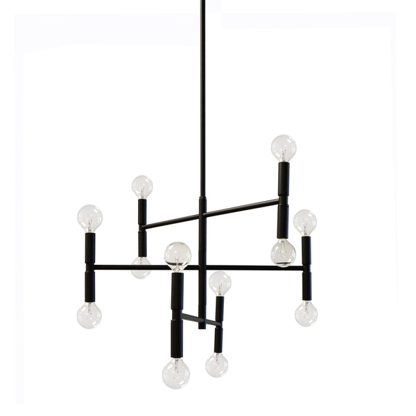 Dainolite 12 Light Incandescent Chandelier, Matte Black AVA-2012C-MB