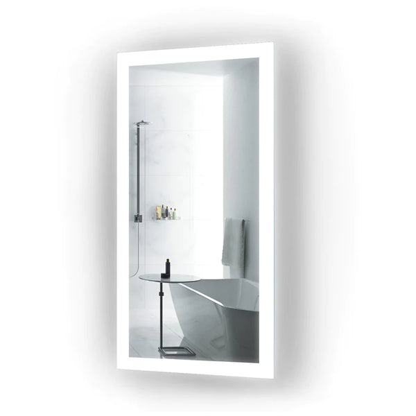 Krugg Bijou 15" X 30" LED Bathroom Mirror with Dimmer and Defogger Small Lighted Vanity Mirror BIJOU1530