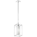 Dainolite 1 Light Pendant, Rectangular Metal Frame with Frosted Glass CBE-61P-PC