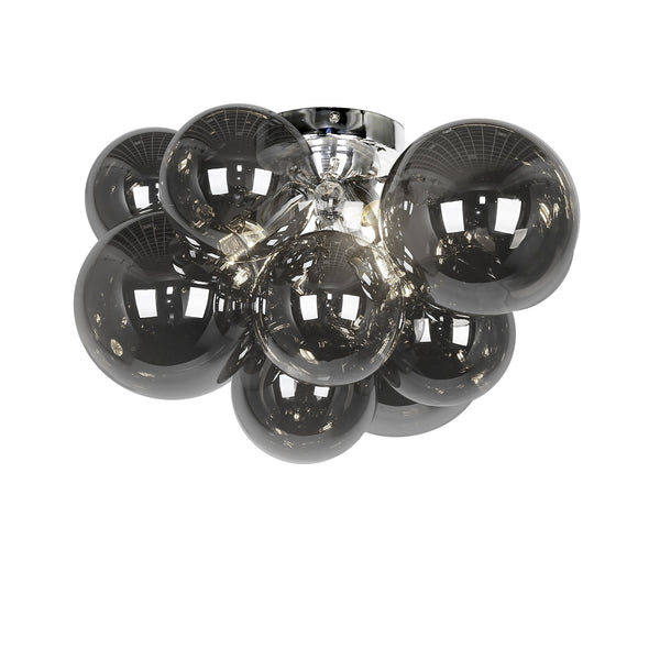 Dainolite 3 Light Flush Mount, Polished Chrome with Smoked Glass CMT-143FH-SM-PC