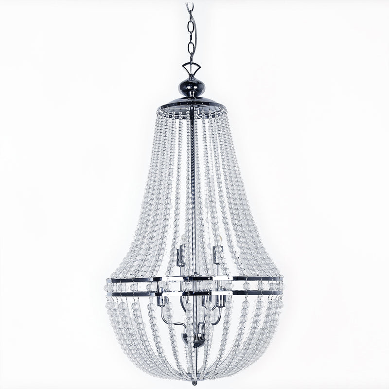 Dainolite 6 Light Incandescent Chandelier Polished Chrome with Clear Glass Beads DAW-386C-PC-CLR