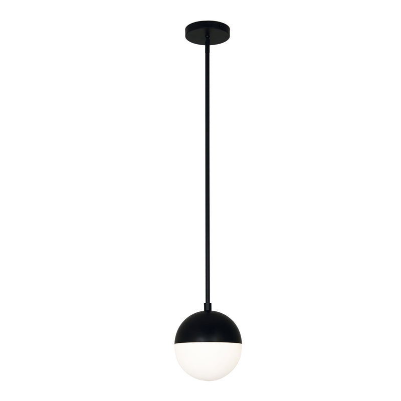 Dainolite 1 Light Halogen Pendant, Matte Black DAY-71P-MB