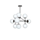 Dainolite 9 Light Chandelier, Black Finish with White Glass Balls DMI-269C-WHBK