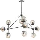 Dainolite 10 Light Chandelier Triangular with Cognac Glass, Matte Black DMI-4410C-BK