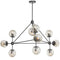 Dainolite 10 Light Chandelier Triangular with Cognac Glass, Matte Black DMI-4410C-BK