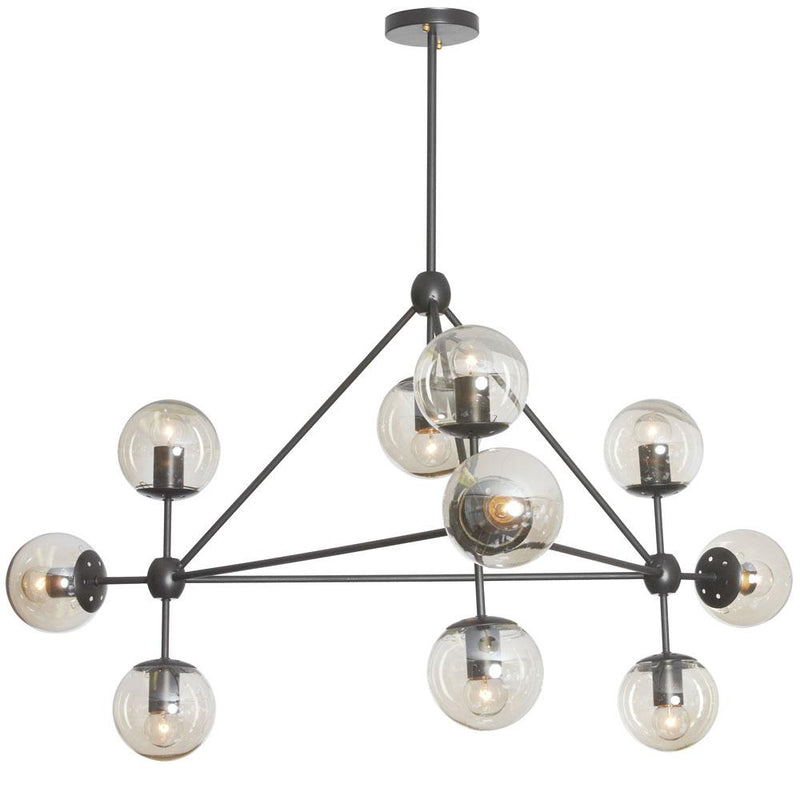 Dainolite 10 Light Chandelier Triangular with Cognac Glass, Matte Black DMI-4410C-BK