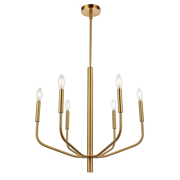 Dainolite 6 Light Chandelier, Aged Brass Finish ELN-246C-AGB