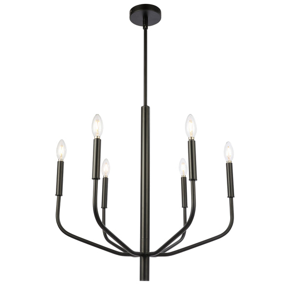 Dainolite 6 Light Chandelier, Matte Black Finish ELN-246C-MB