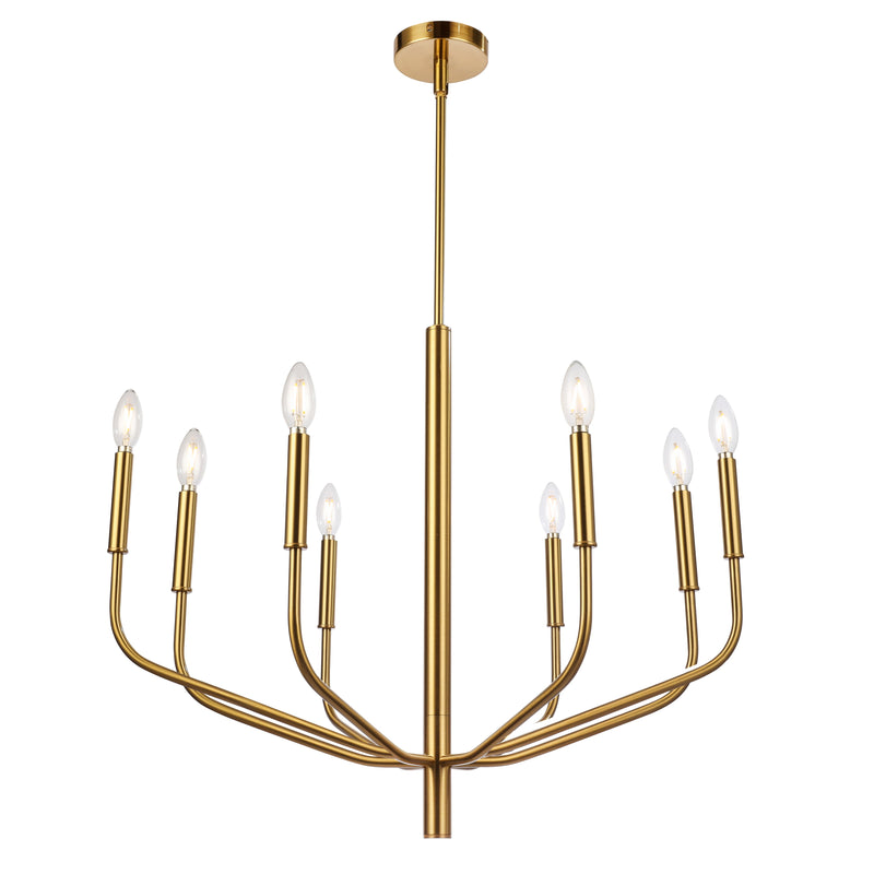 Dainolite 8 Light Chandelier, Aged Brass Finish ELN-328C-AGB