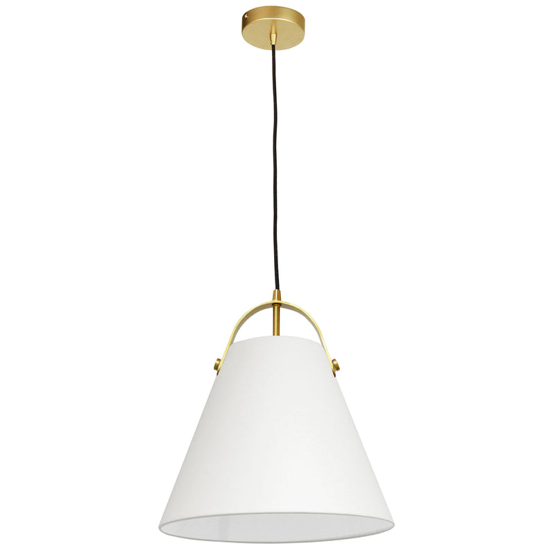 Dainolite 1 Light Emperor Pendant Aged Brass with Off White Shade EMP-111P-719-AGB