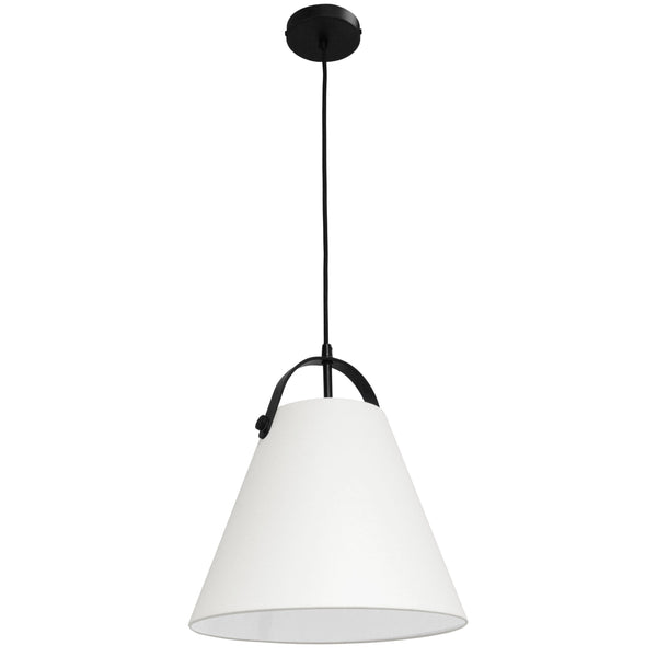 Dainolite 1 Light Emperor Pendant Matte Black with Off White Shade EMP-111P-719-MB