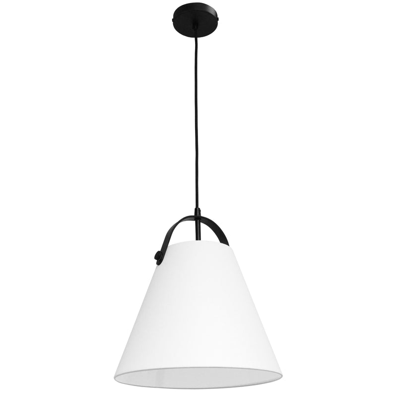 Dainolite 1 Light Emperor Pendant Matte Black with White Shade EMP-111P-790-MB