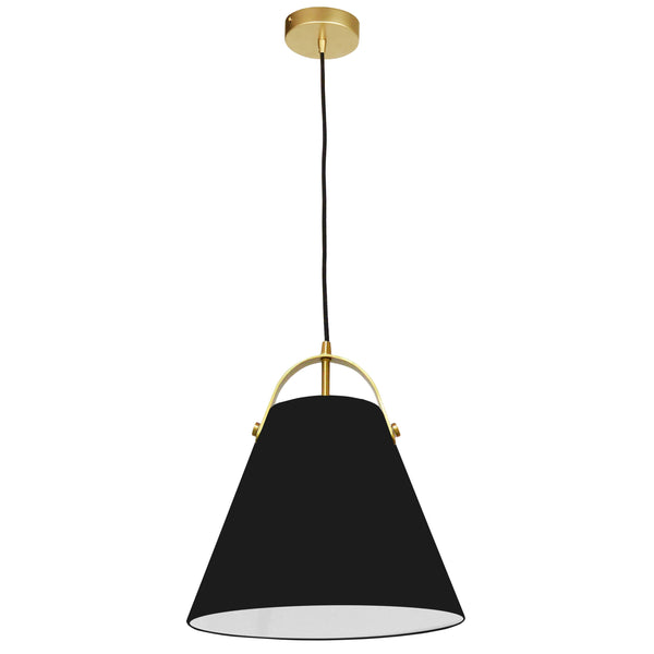 Dainolite 1 Light Emperor Pendant Aged Brass with Black Shade EMP-111P-797-AGB