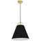 Dainolite 1 Light Emperor Pendant Aged Brass with Black Shade EMP-111P-797-AGB