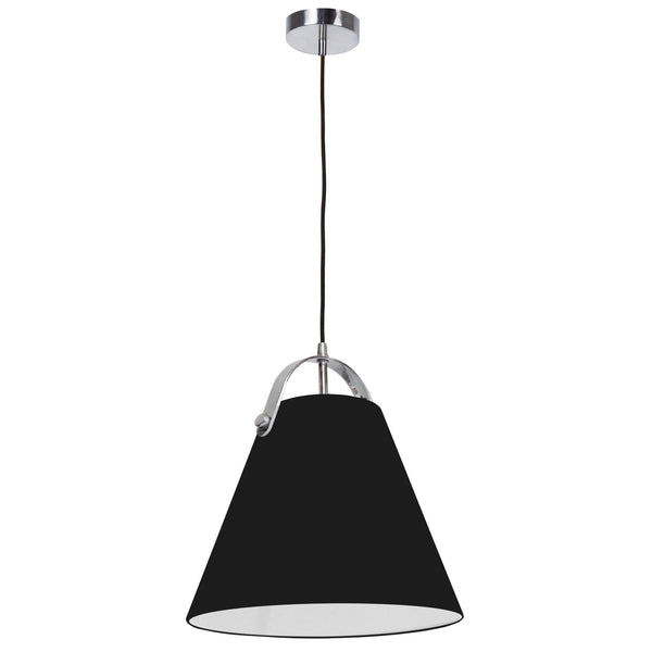 Dainolite 1 Light Emperor Pendant Polished Chrome with Black Shade EMP-111P-797-PC