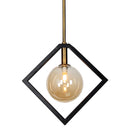 Dainolite 1 Light Halogen Pendant Matte Black and Vintage Bronze with Champagne Glass GLA-121P-MB-VB