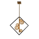 Dainolite 5 Light Halogen Pendant Matte Black and Vintage Bronze with Champagne Glass GLA-215P-MB-VB