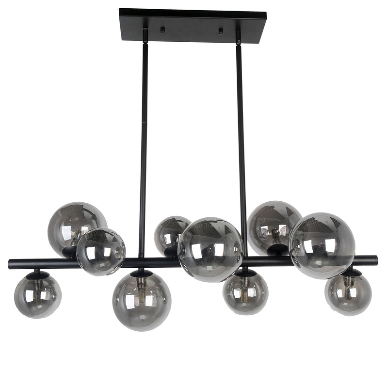 Dainolite 10 Light Halogen Horiz Pendant Matte Black with Smoked Glass GLA-3110HP-MB