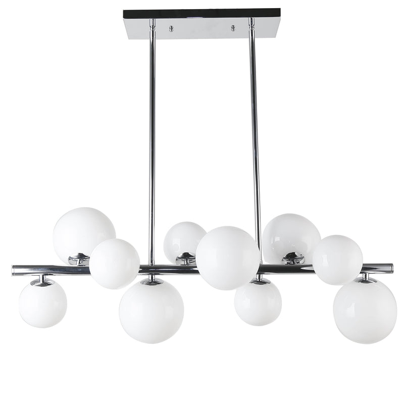 Dainolite 10 Light Halogen Horiz Pendant Polished Chrome with Painted White Glass GLA-3110HP-PC