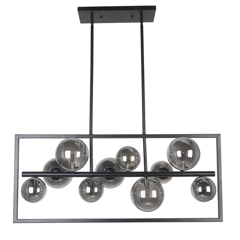 Dainolite 10 Light Halogen Horiz Pendant Matte Black with Smoked Glass GLA-3310HP-MB