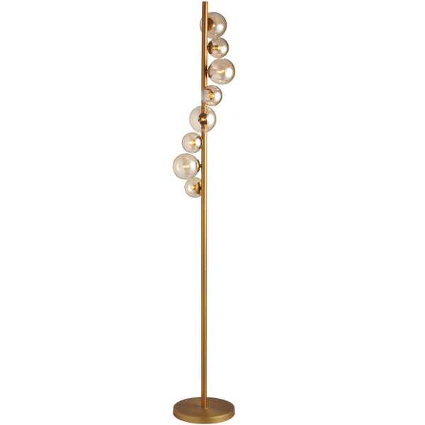 Dainolite 8 Light Halogen Floor Lamp Vintage Bronze with Champagne Glass GLA-638F-VB