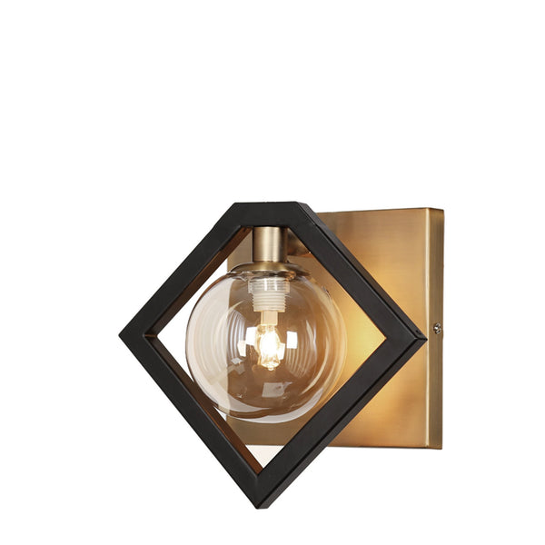 Dainolite 1 Light Halgn Wall Sconce Matte Black and Vintage Bronze with Champagne Glass GLA-91W-MB-VB