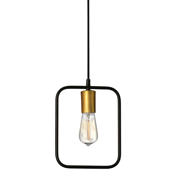 Dainolite 1 Light Pendant, Matte Black and Vintage Bronze Finish GMT-101P-MB-VB