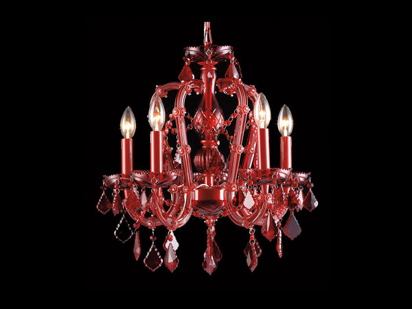 Avenue Lighting Crimson Blvd. Collection Red 5 Light Mini Crystal Chandelier Hanging Chandelier Red Crystal HF1037-RED